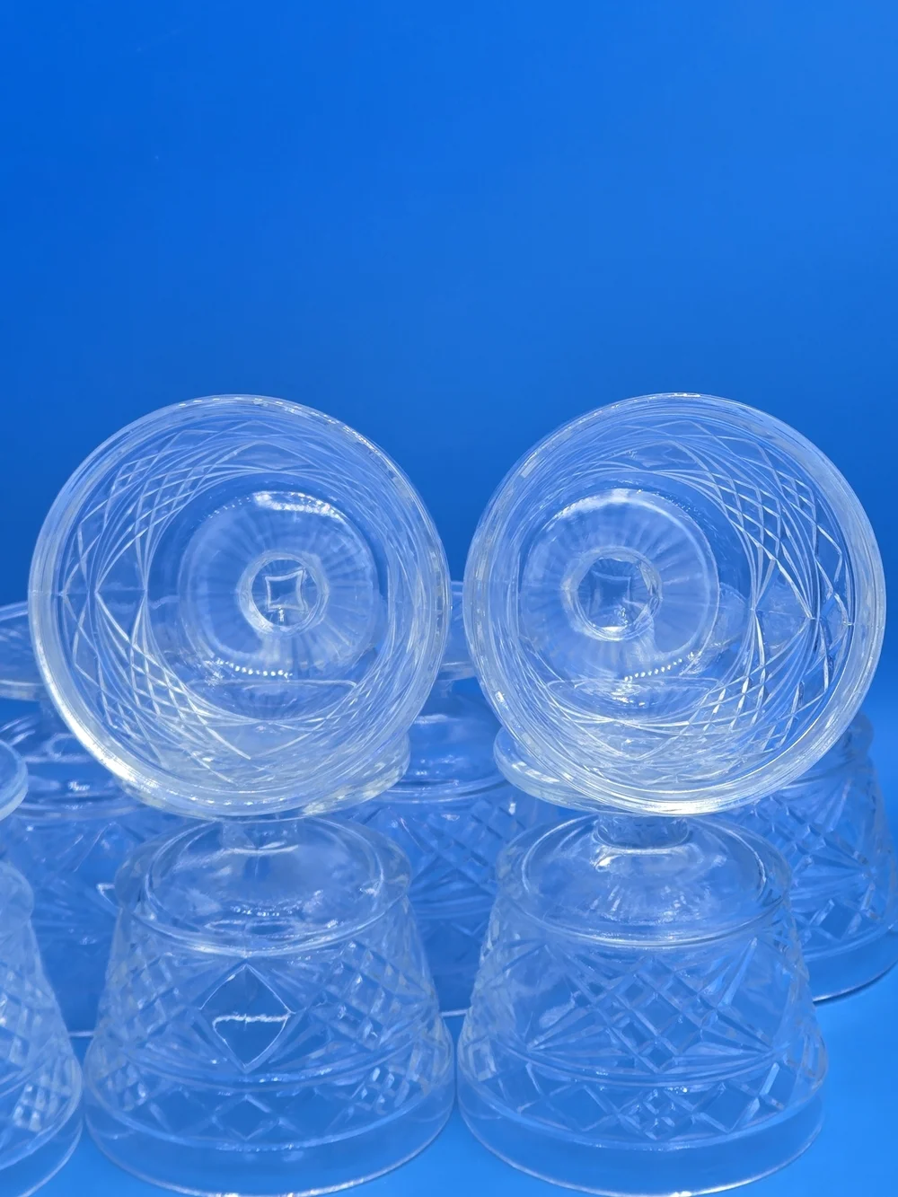 8x Vintage Clear Glass Hazel Atlas Footed Big Top Peanut Butter Dessert Glasses